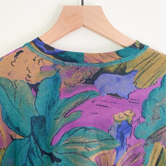 Vintage 90s Grunge Karen Kane Lightweight Oversized Abstract Floral Sweater - Picture 6 of 9